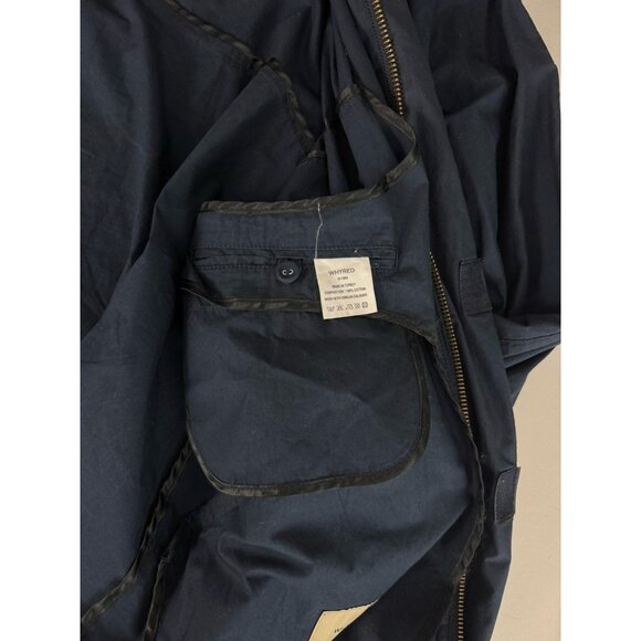 WHYRED Navy Cotton Hooded 3/4 Length Trench Coat Zip Close Sz 50 Women's XL - Picture 8 of 10